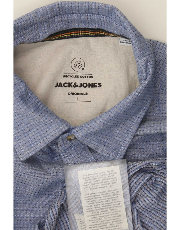 Camisa Jack & Jones Hombre Large Algodón Moteado Azul