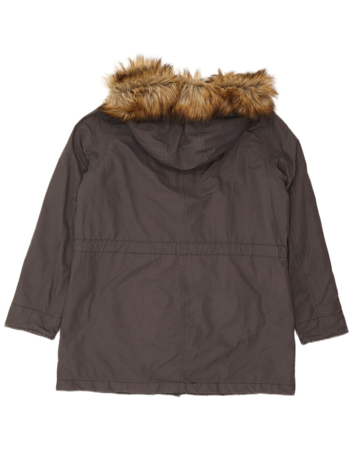Benetton Parka Con Capucha Para Mujer UK 40 Large Gris Algodón