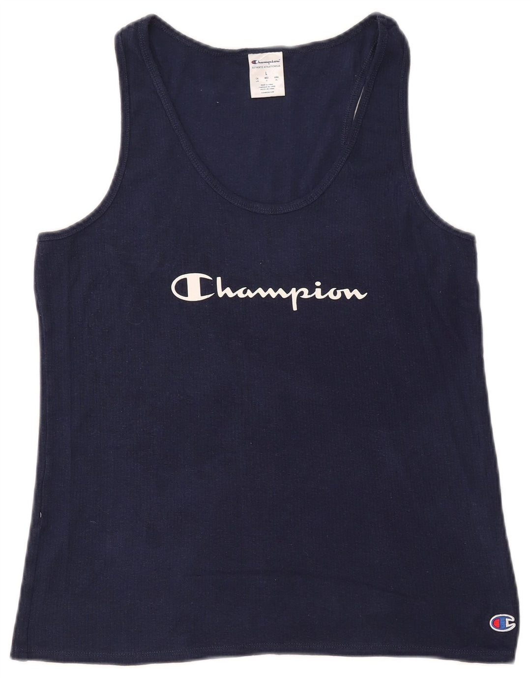 CHAMPION Top sin mangas gráfico para mujer UK 40 Grande Algodón azul marino