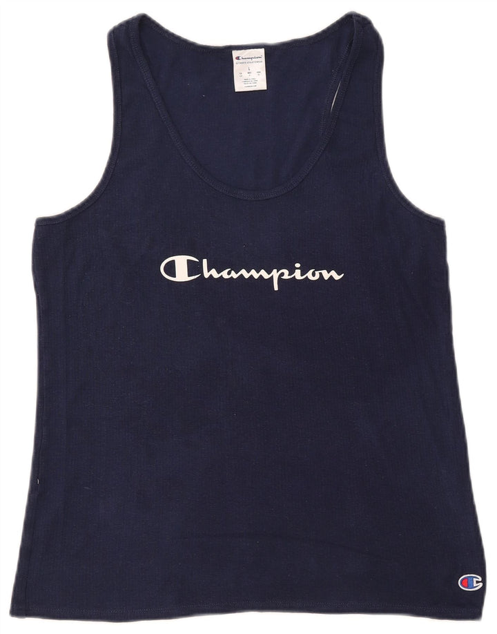 CHAMPION Top sin mangas gráfico para mujer UK 40 Grande Algodón azul marino