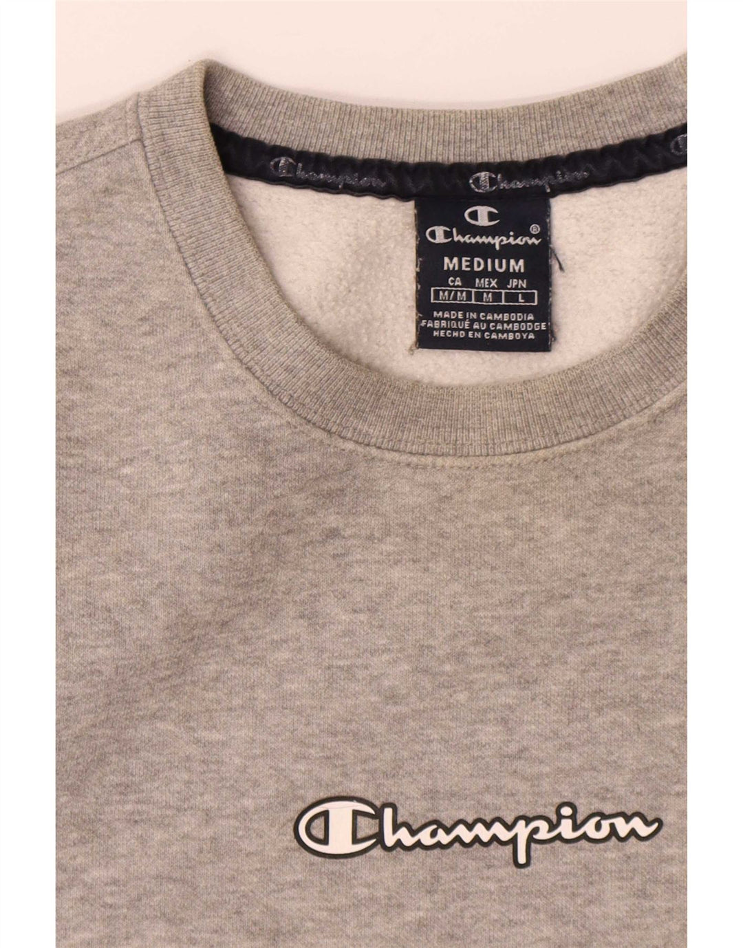 Champion Sudadera Con Estampado Gráfico Jumper De Algodón Gris Medio