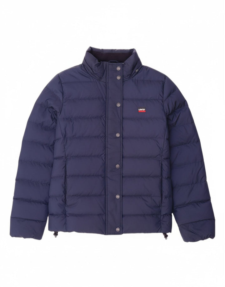LEVI'S Chaqueta acolchada extragrande con capucha para mujer UK 10 Small Azul marino