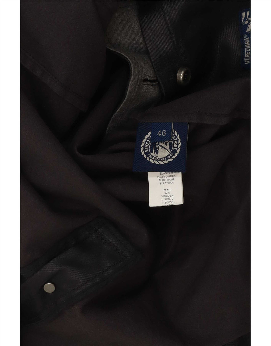 Vintage hombres doble pecho chaqueta de algodón encerado IT 46 pequeño negro