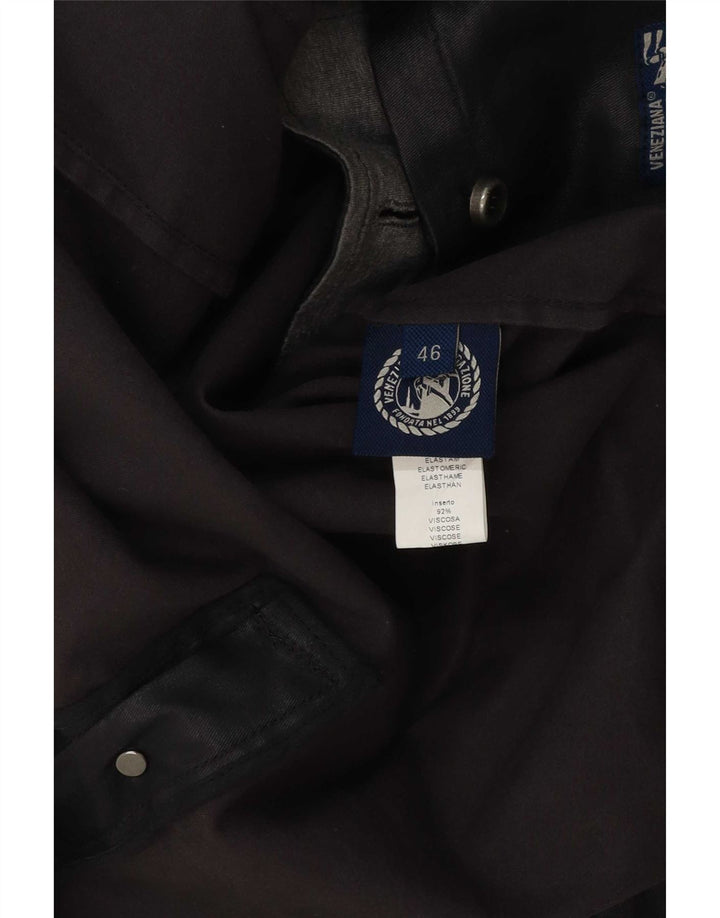 Vintage hombres doble pecho chaqueta de algodón encerado IT 46 pequeño negro