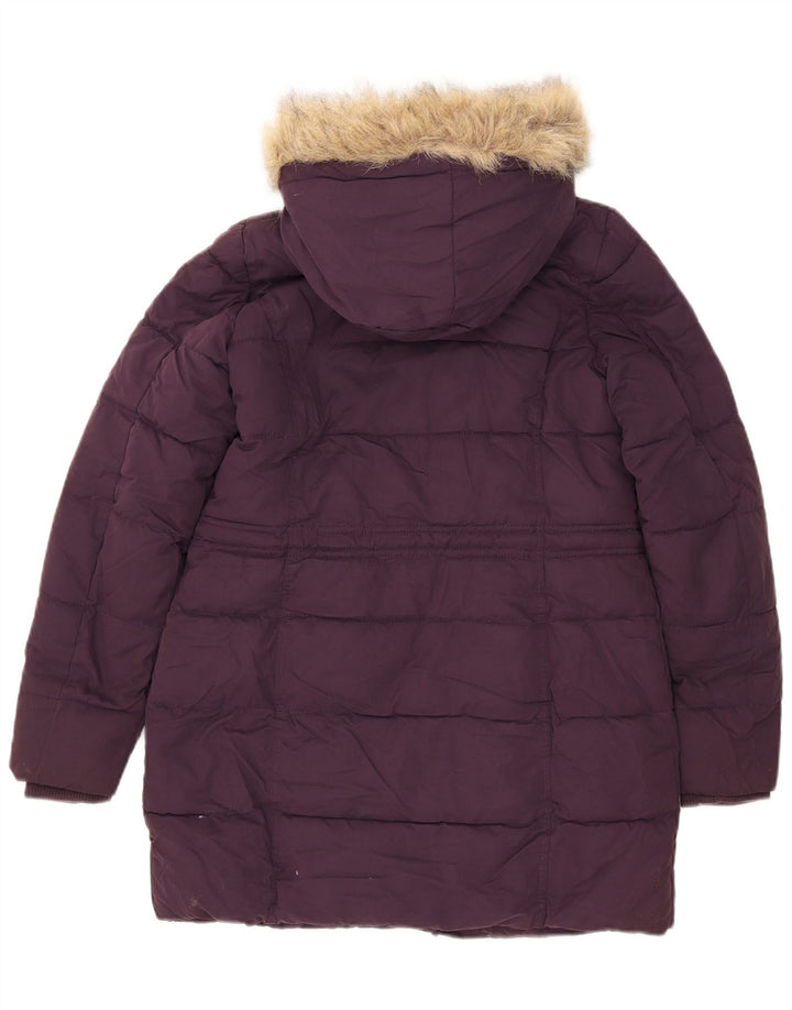 Abrigo acolchado con capucha para mujer Fat Face UK 8 Small Poliéster morado