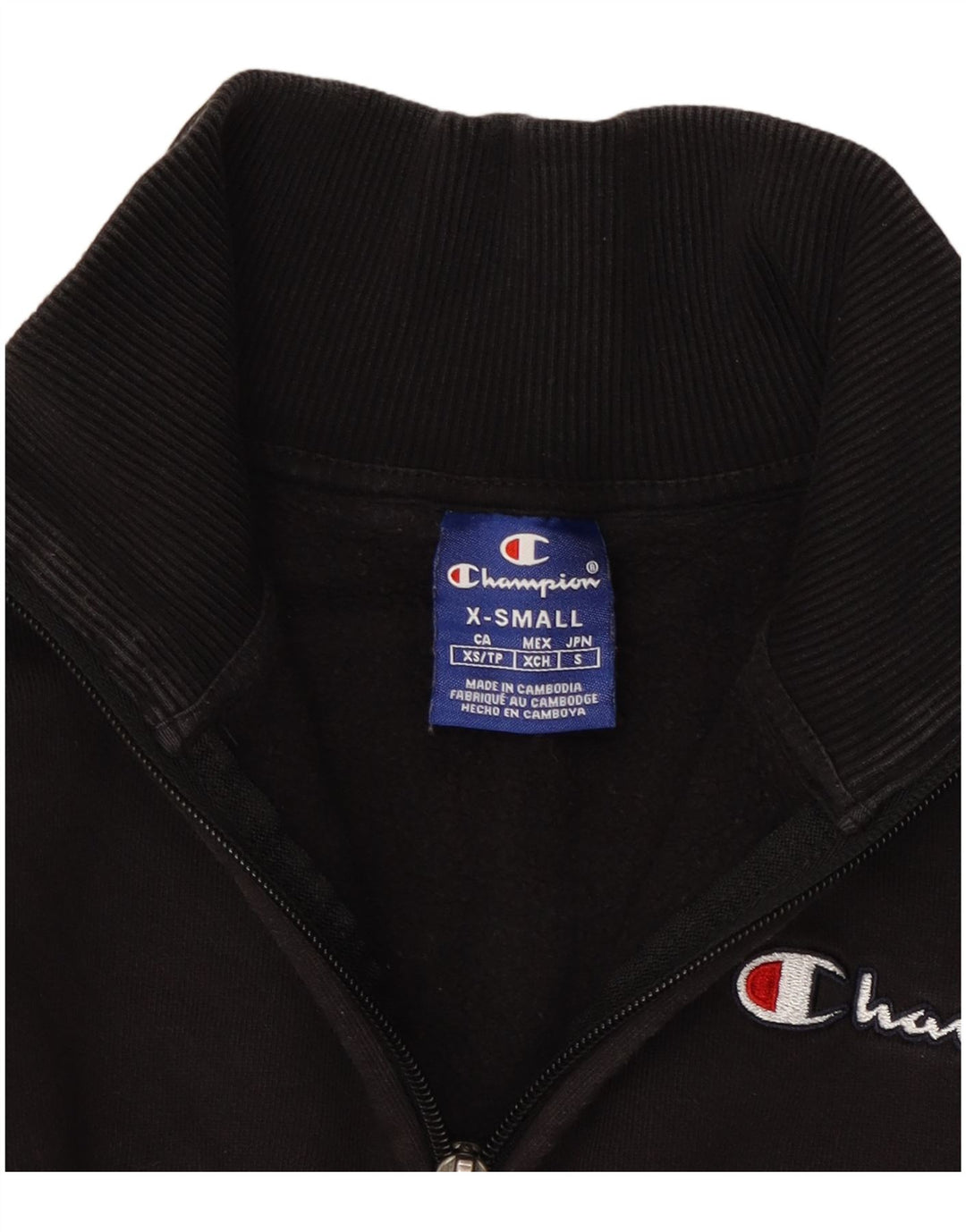 CHAMPION Sudadera extragrande con cuello y cremallera para mujer UK 6 XS Negro