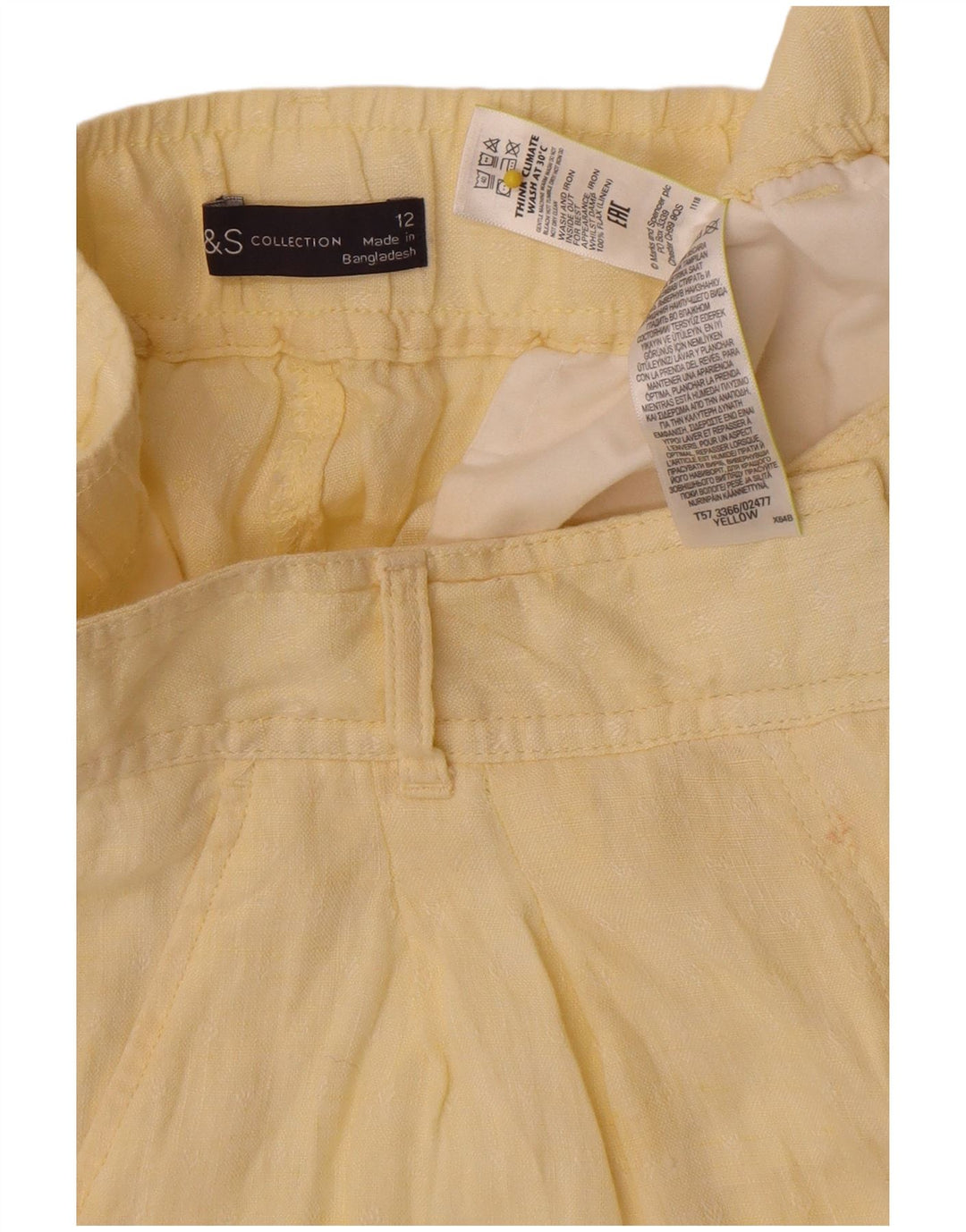 Marks & Spencer Pantalones cortos chinos para mujer UK 12 Medium W30 Lino amarillo