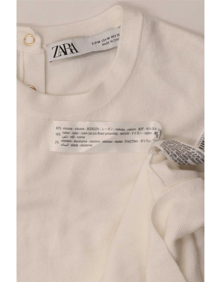 Zara Mujer Chaleco Tank Top UK 44 Medium Viscosa Blanca