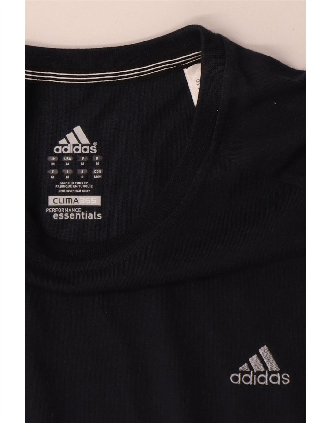 Adidas Mens Clima 365 Camiseta Top Medio Azul Marino Algodón