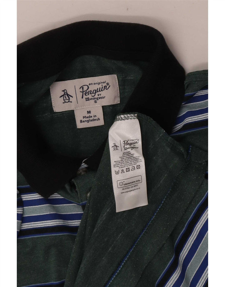 Polo Penguin De Manga Corta De Corte Regular Para Hombre Rayas Verde Medio