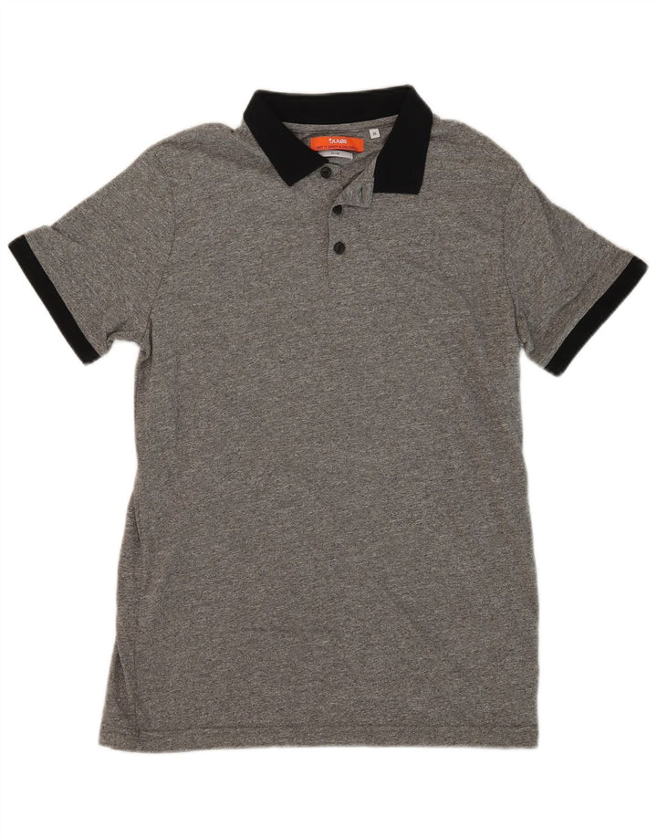 JULES Polo de rugby ajustado para hombre de algodón gris medio