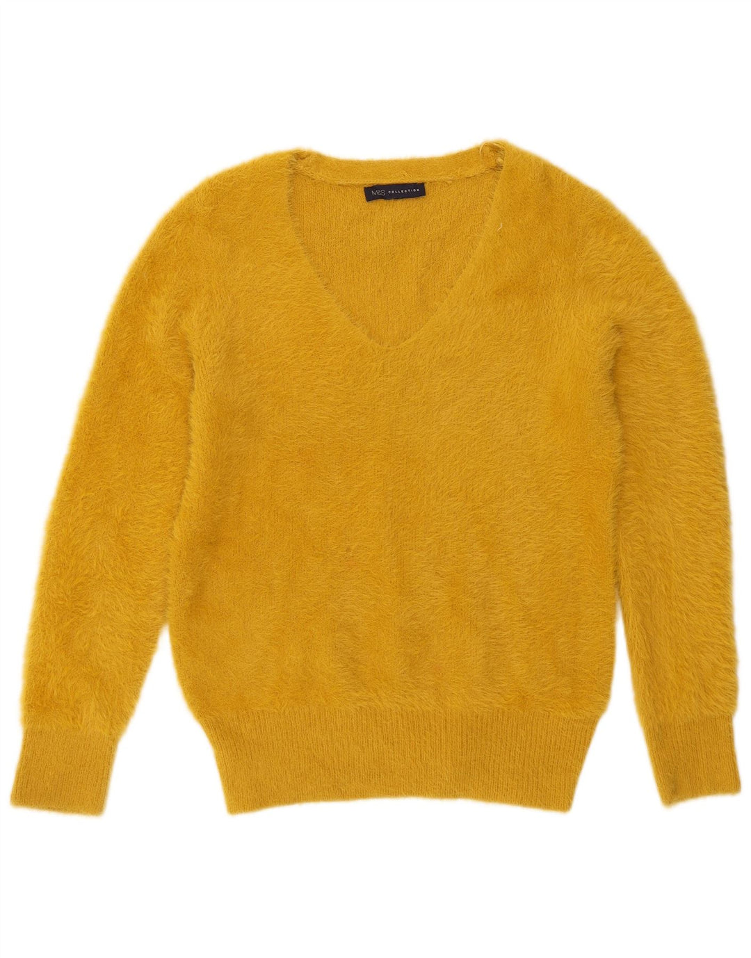 Marks & Spencer Suéter con Cuello en V para Mujer UK 44 Poliamida Amarilla Mediana