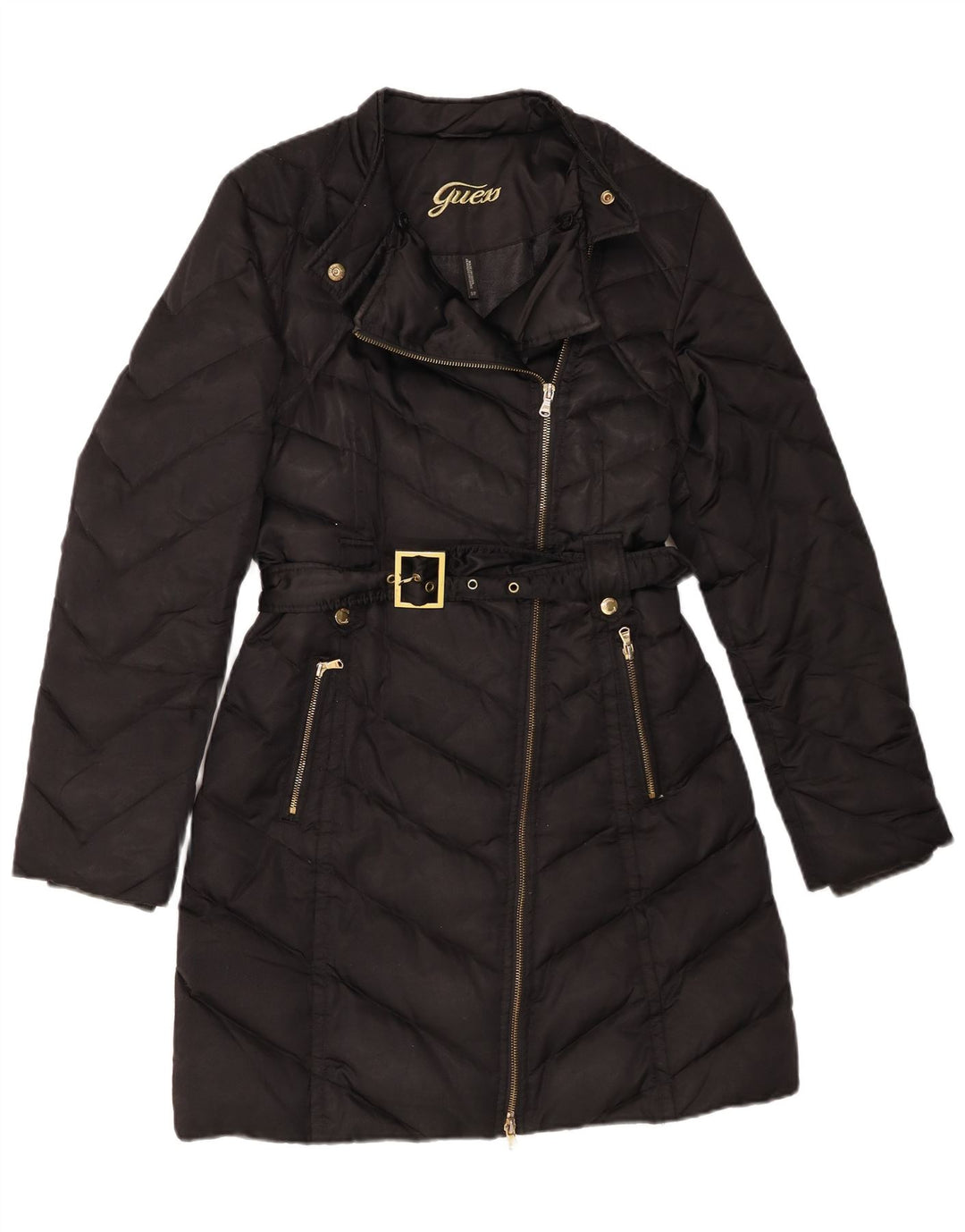 Guess Abrigo acolchado para mujer UK 10 Small Nylon negro