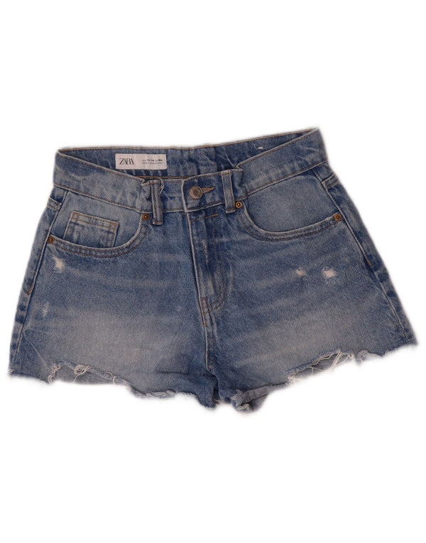 Zara Shorts Vaqueros Desgastados Niña 13-14 Años W24 Algodón Azul