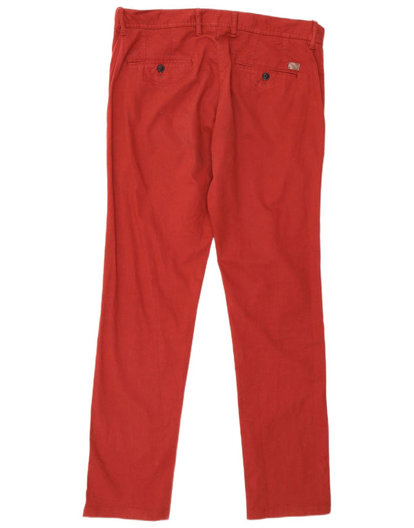 Zara Pantalón chino ajustado para hombre EU 46 XL W36 L32 Algodón burdeos