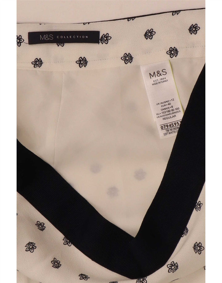 Marks & Spencer Falda asimétrica para mujer UK 12 Medium W30 Blanco Floral