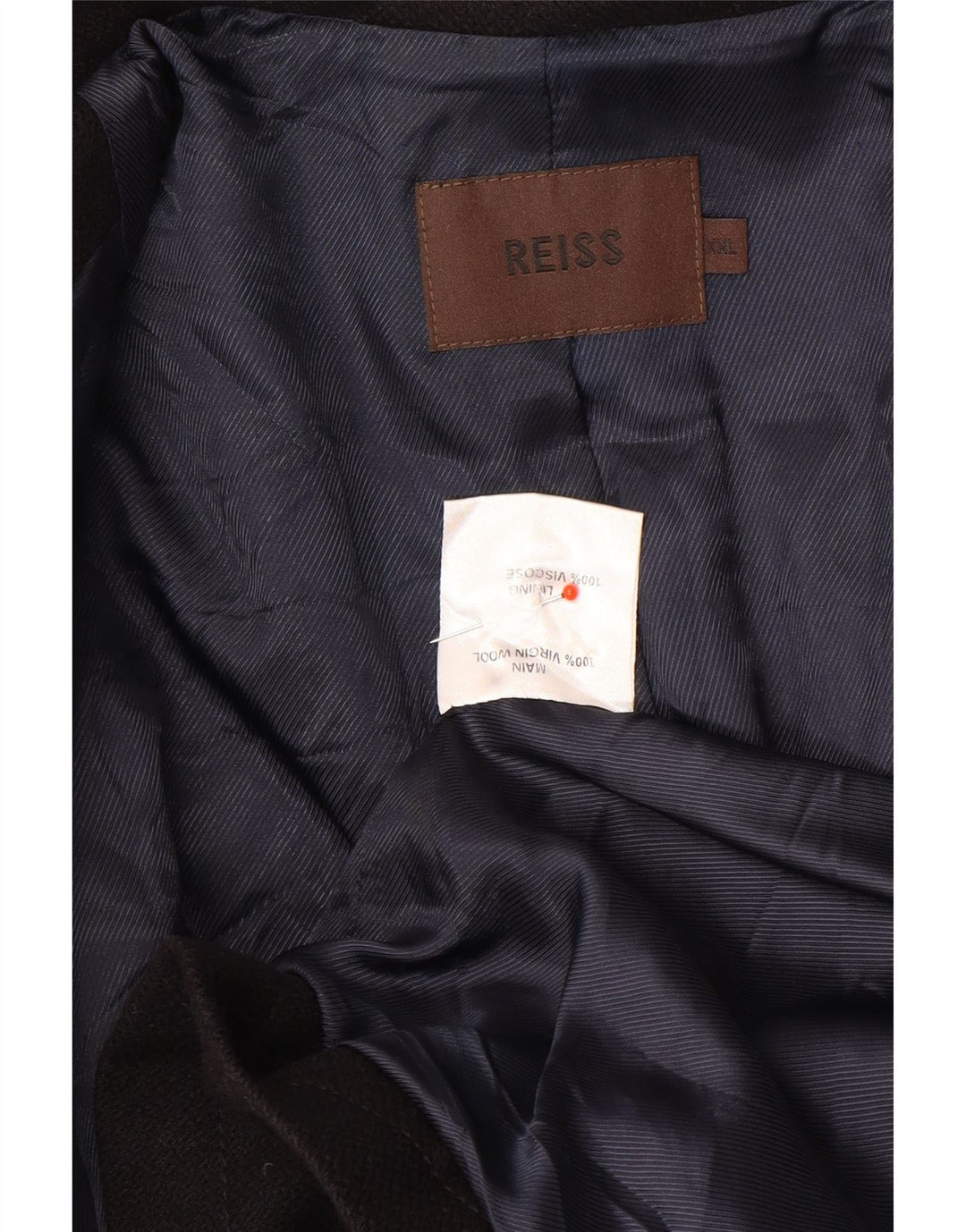 Abrigo Reiss para hombre UK 44 2XL Lana virgen azul marino