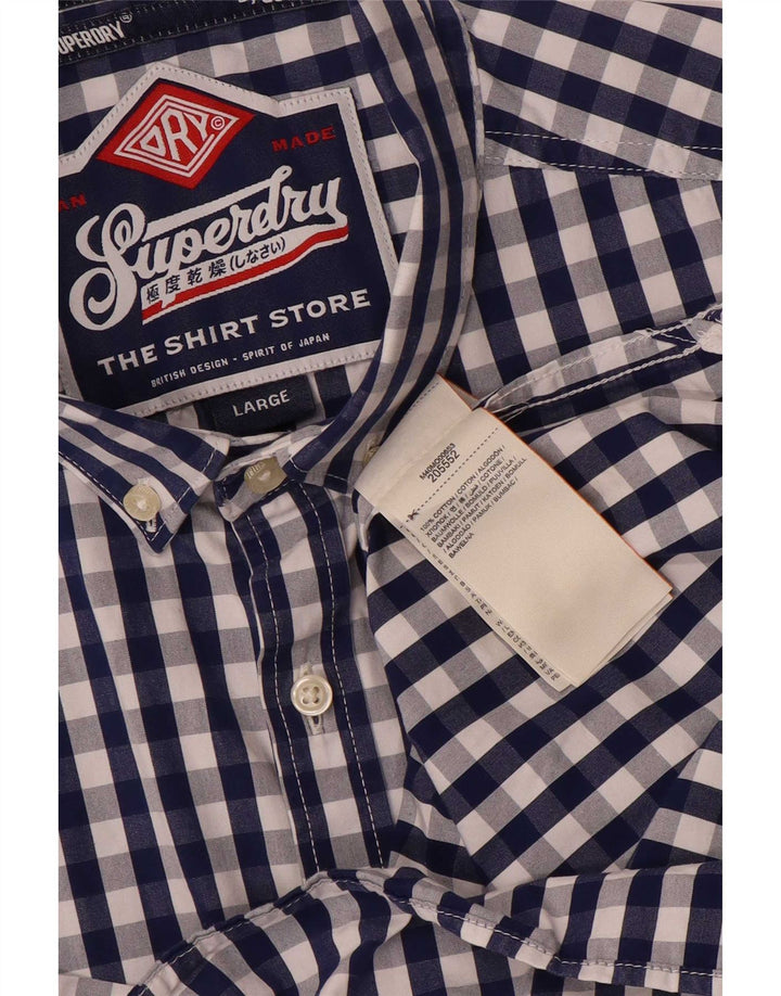 Camisa Superdry Para Hombre Grande De Algodón A Cuadros Azul Marino