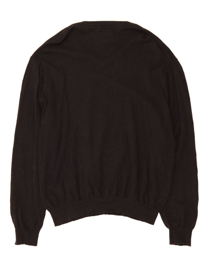 CHAPS Mens V-Neck Jumper Sweater XL Black Cotton Vintage Chaps and Second-Hand Chaps from Messina Hembry 