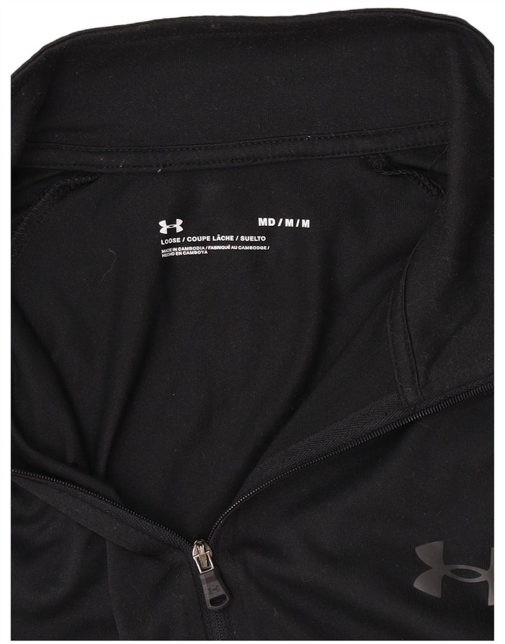 Under Armour Chándal con cremallera y cuello para hombre, parte superior mediana negra