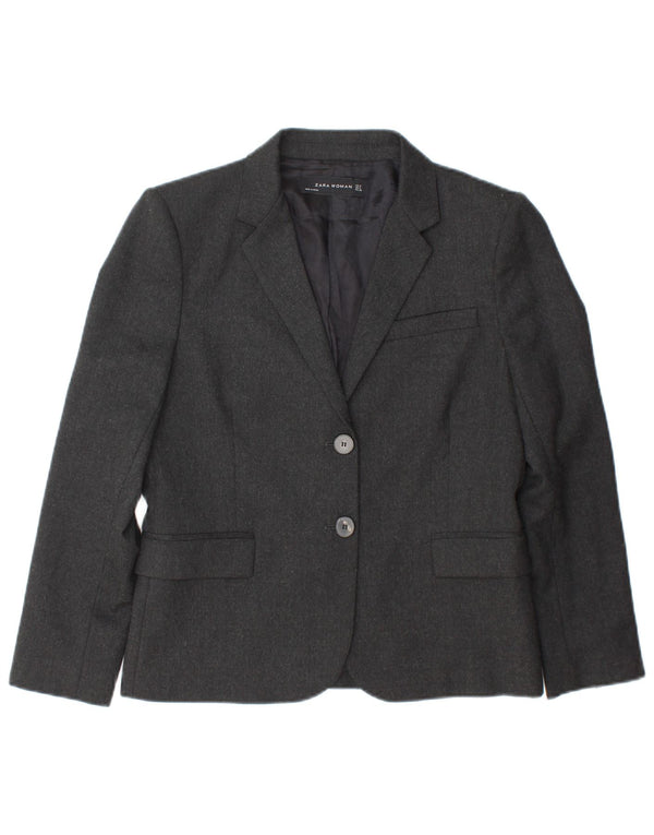 Zara Mujer Chaqueta Blazer De 2 Botones UK 10 Small Gris