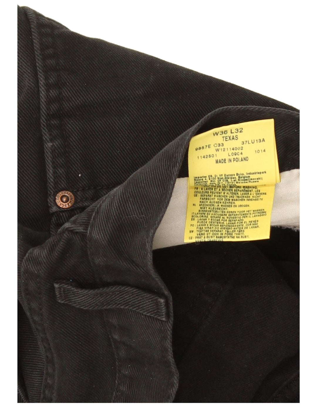 Wrangler Vaqueros rectos Texas para hombre W36 L32 Algodón negro