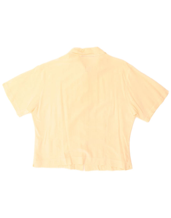 Penny Black Blusa de manga corta para mujer UK 40 Seda amarilla mediana
