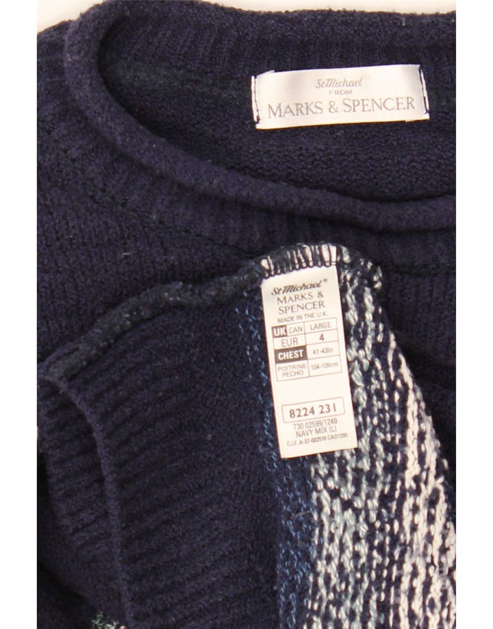 Marks & Spencer - Jersey de cuello redondo para hombre, talla grande, color azul marino