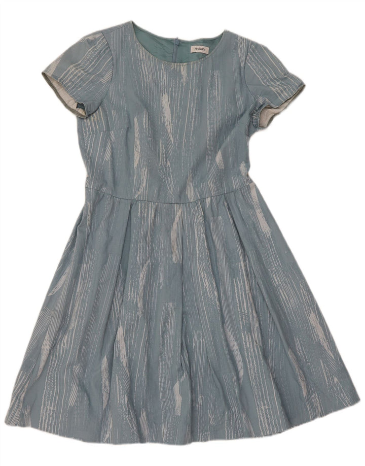 Max & Co. Vestido acampanado para mujer UK 42 Acetato moteado azul medio