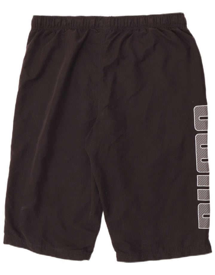 Puma Pantalones cortos deportivos con gráficos para hombre, talla grande, negro