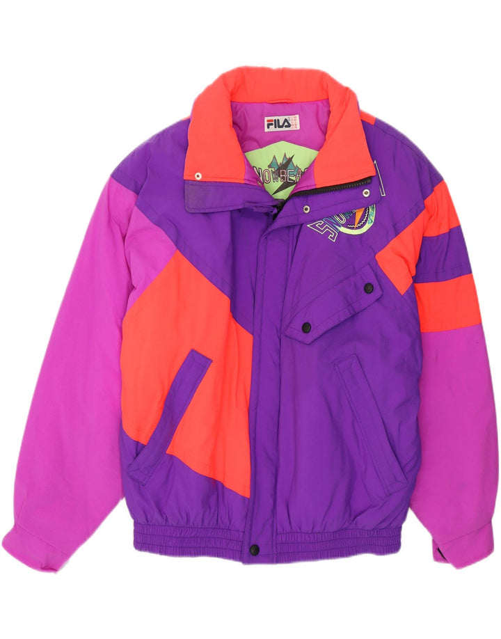 Fila Chaqueta de esquí holgada para hombre IT 46 Small Purple Colourblock Poliamida 90s