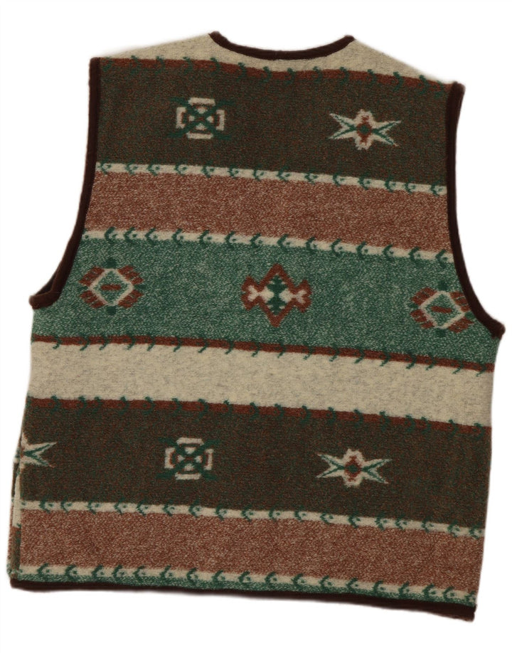 Vintage hombres Gilet Reino Unido 38 poliéster geométrico multicolor medio