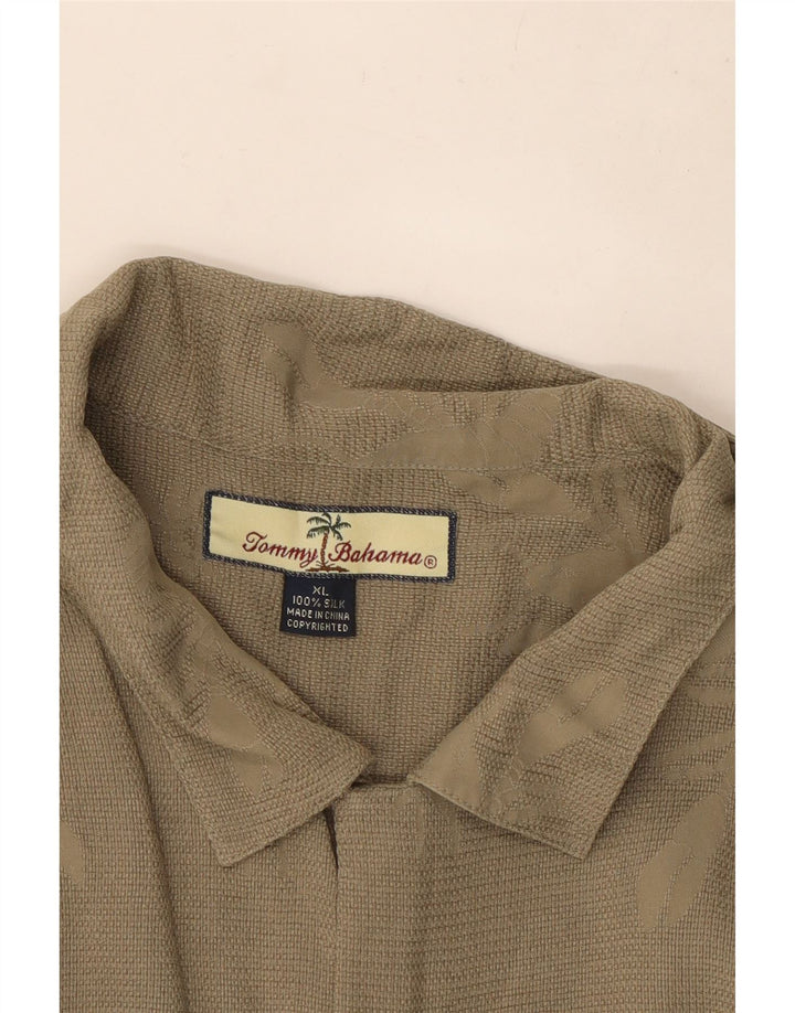 Tommy Hilfiger Camisa de Manga Corta con Estampado Abstracto para Hombre XL Seda Caqui