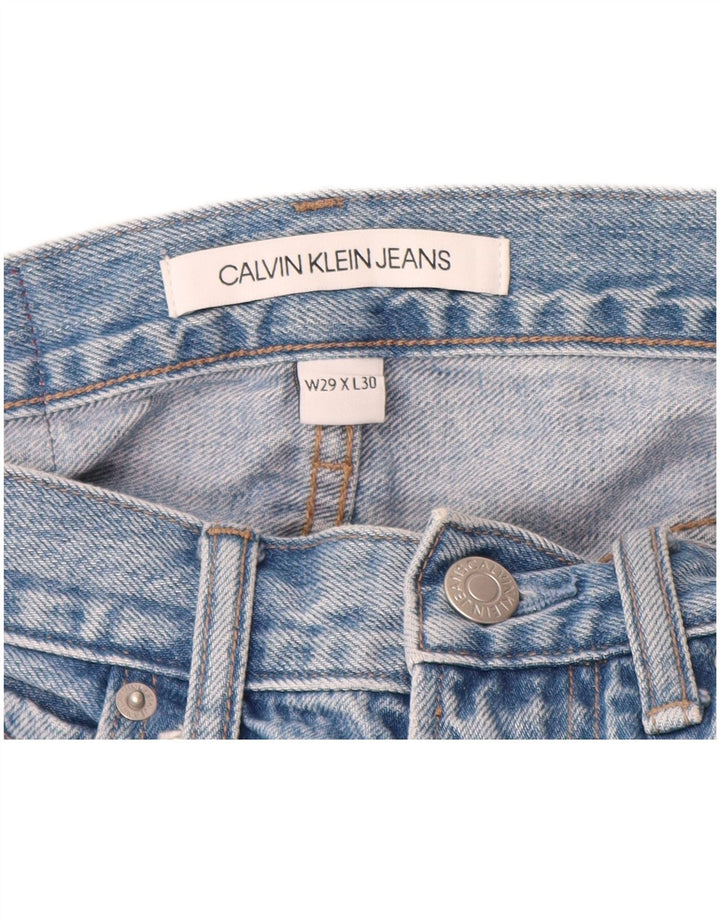 CALVIN KLEIN Vaqueros rectos gráficos para mujer W29 L25 Algodón con bloques de color azul