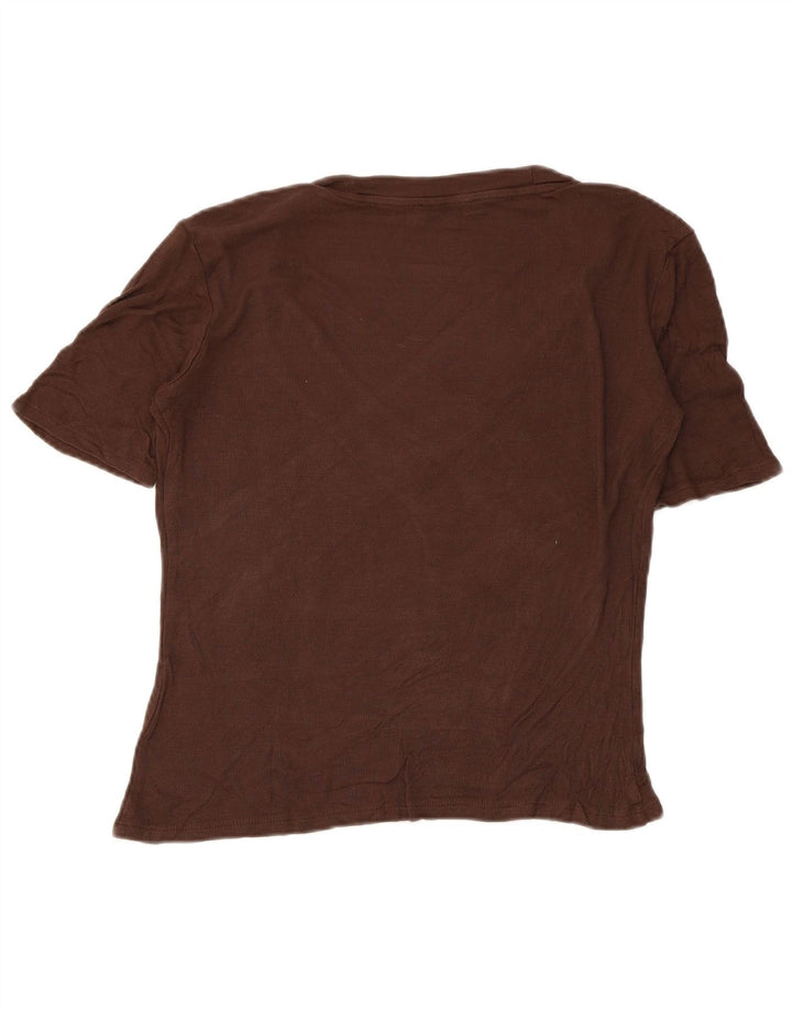 Zara Mujer Camiseta Top UK 12 Marrón Medio