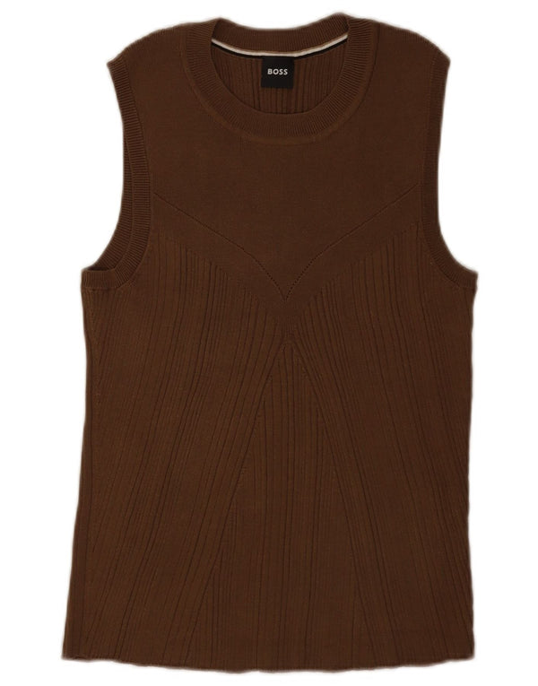 Hugo Boss Mujer Chaleco Top ES 40 XL Viscosa Marrón