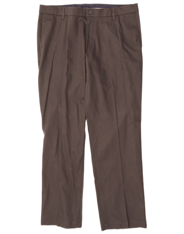 DOCKERS Pantalones chinos rectos de ajuste cómodo para hombre W36 L30 Algodón gris