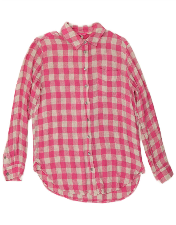 Camisa de franela extragrande para mujer Joules UK 10 Small Pink Gingham Viscosa