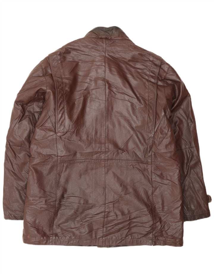 Chaqueta de cuero vintage para hombre IT 52 XL Marrón
