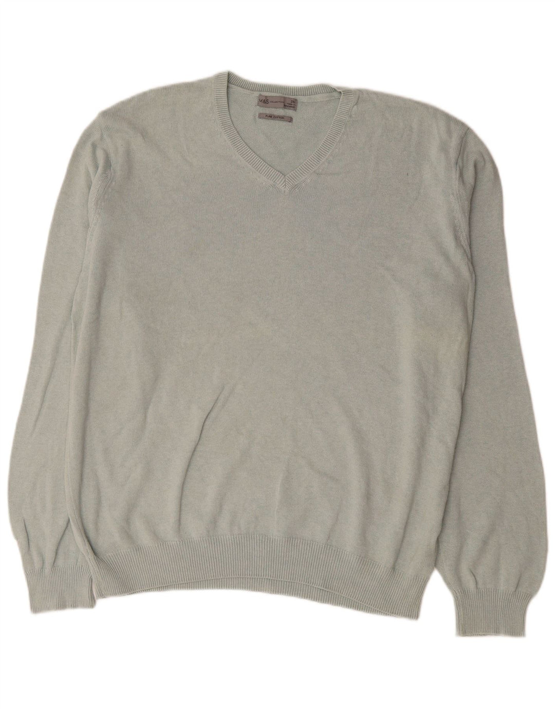 Marks & Spencer - Jersey con cuello en V para hombre, talla 2XL, algodón gris