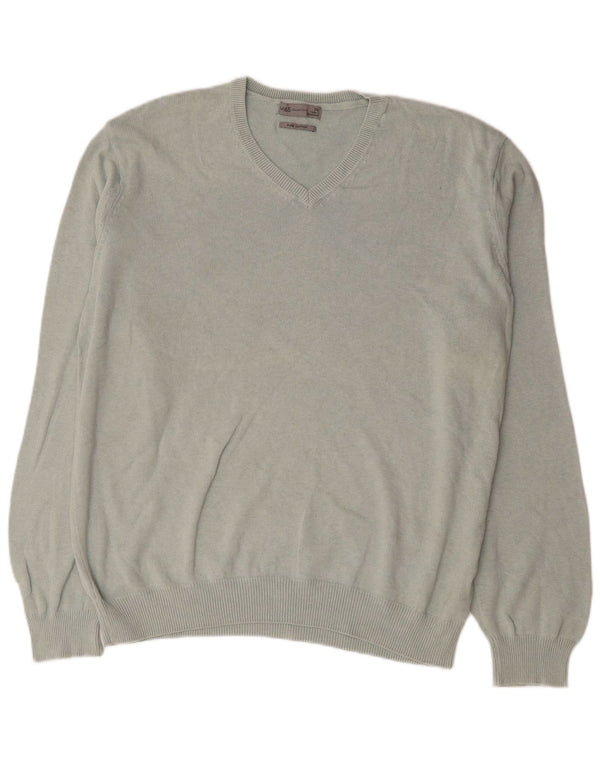 Marks & Spencer - Jersey con cuello en V para hombre, talla 2XL, algodón gris