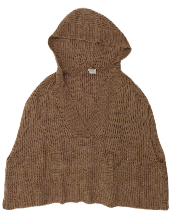 Oasis Poncho sin Mangas con Capucha para Mujer UK 10 Small Marrón Acrílico