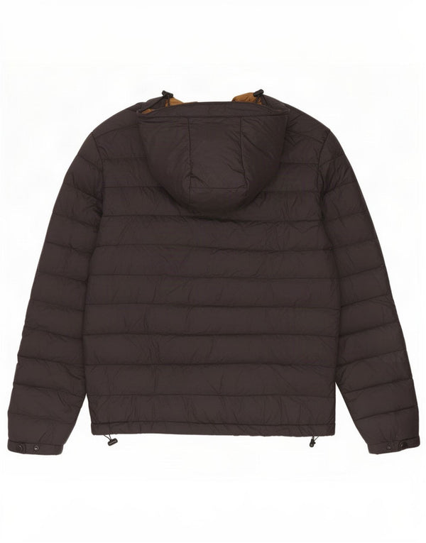 Zara Hombre Chaqueta Acolchada Con Capucha UK 38 Medium Nylon Negro