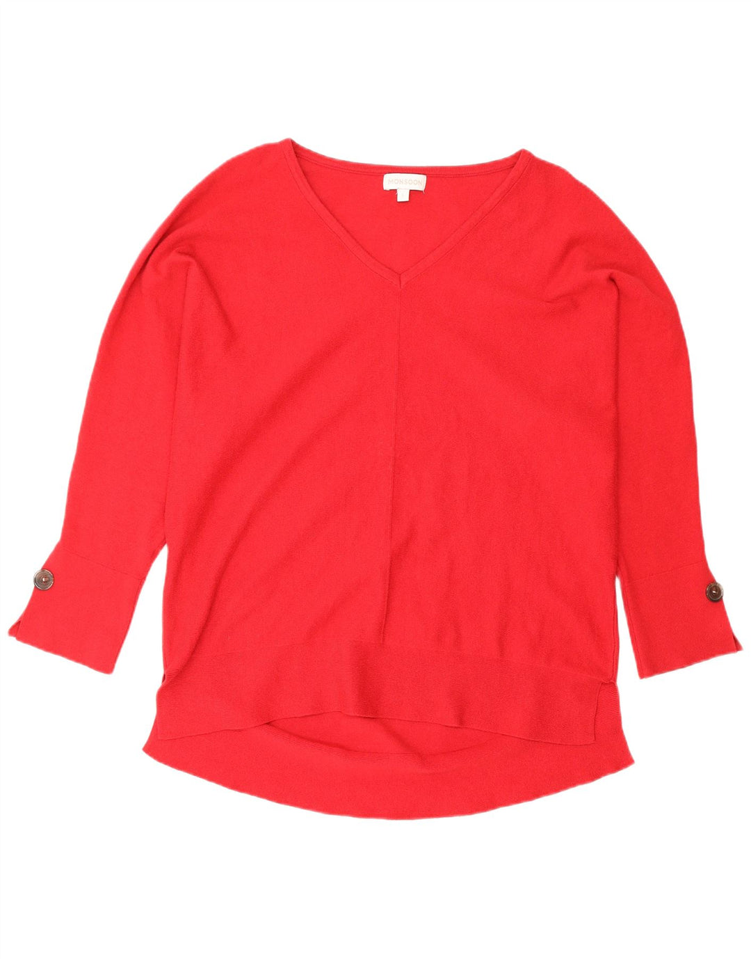 Monsoon Jersey con cuello en V para mujer UK 46 Grande Poliéster rojo