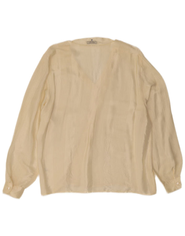 Blusa vintage de manga larga para mujer Top IT 48 XL Acetato de rayas amarillas
