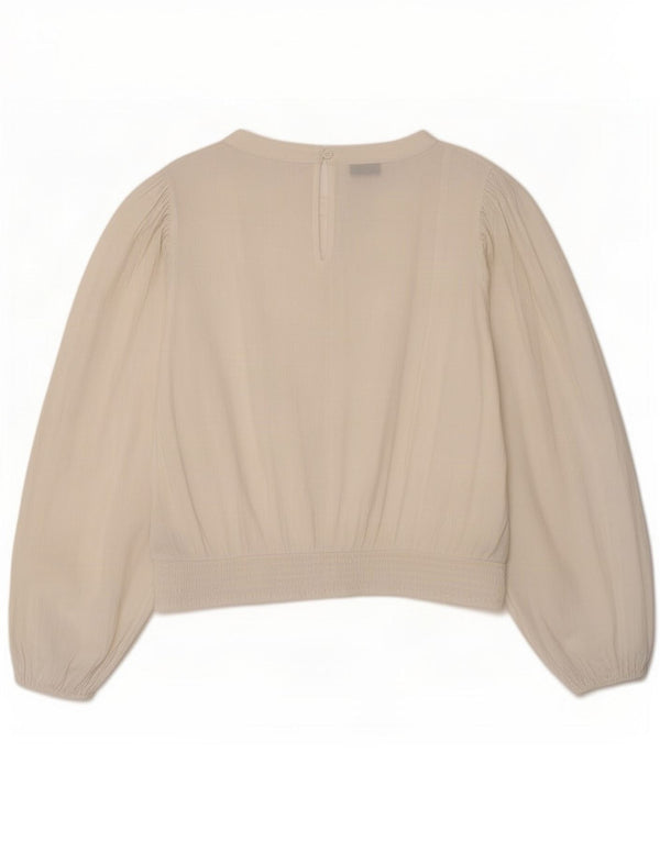 Marks & Spencer Blusa de Manga Larga para Mujer Top UK 44 Grande Blanco Floral