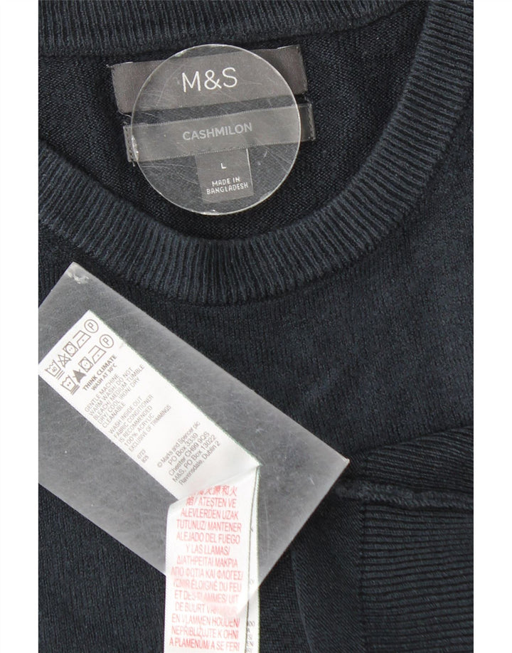 Marks & Spencer - Jersey de cuello redondo para hombre, talla grande, acrílico azul marino