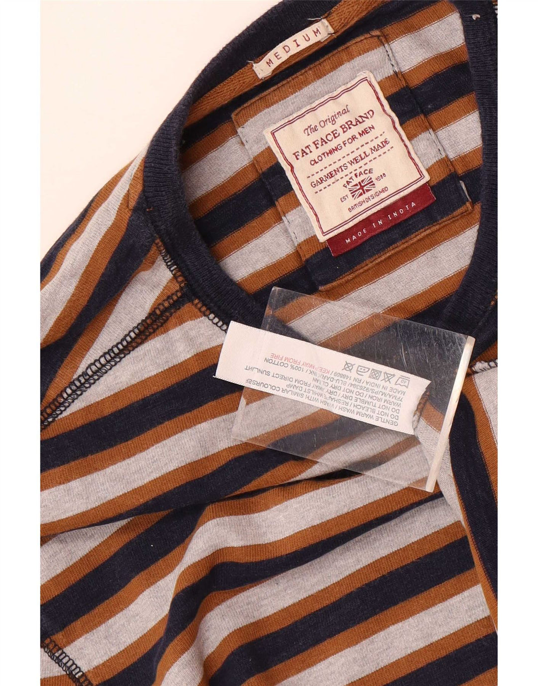 Camiseta regular de manga larga de algodón a rayas multicolor de Fat Face para hombre