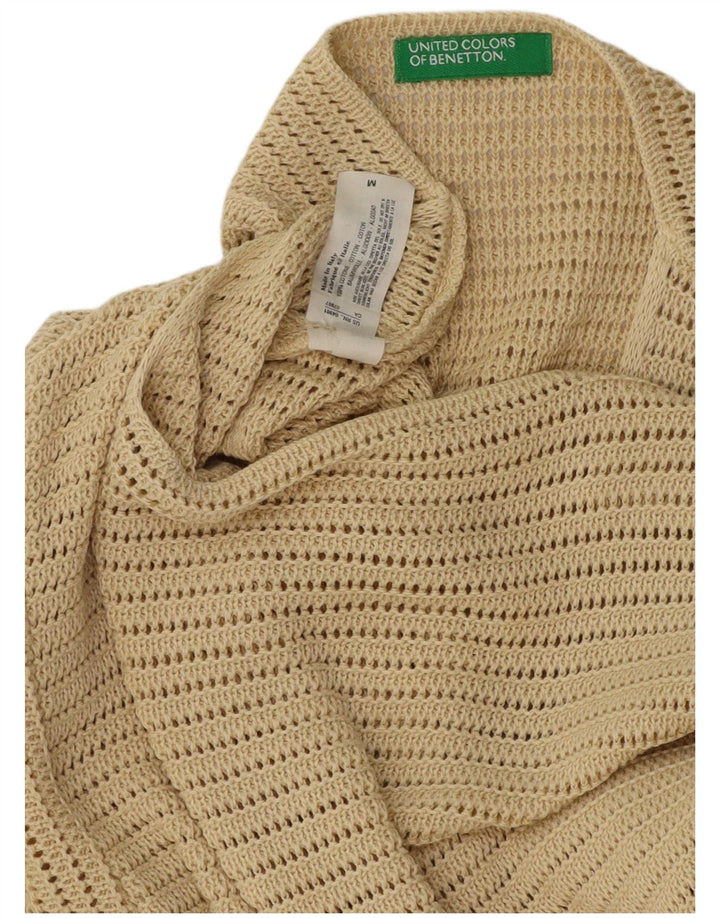 BENETTON Jersey de crochet con cuello barco para mujer UK 42 Algodón beige medio