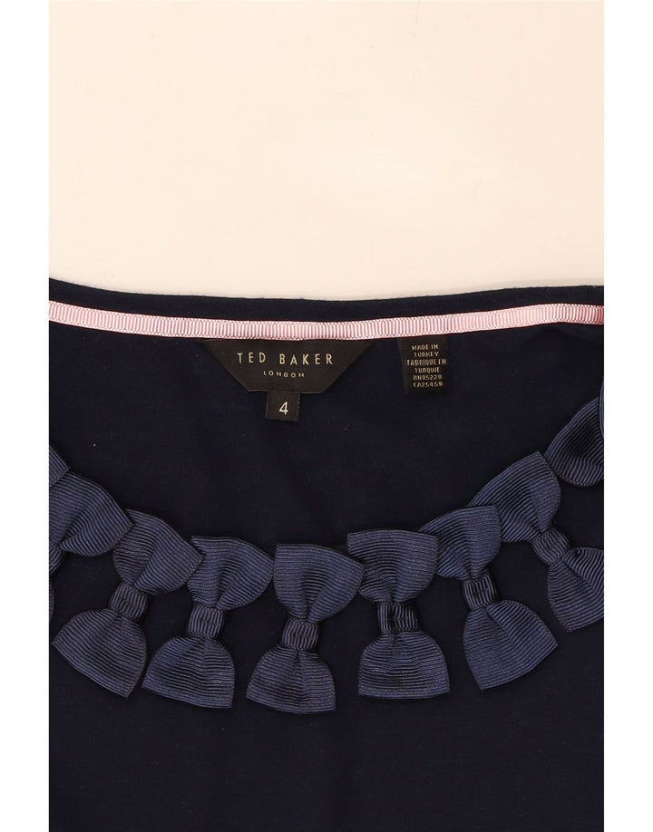 TED BAKER Womens T-Shirt Top Size 4 Large Navy Blue Vintage Ted Baker and Second-Hand Ted Baker from Messina Hembry 